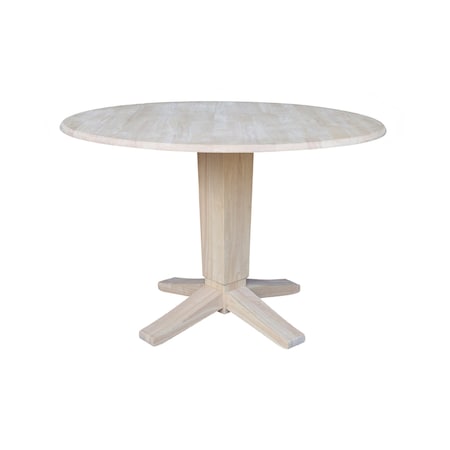 International Concepts 42 in. Solid Wood Round Dual Drop Leaf Dining Pedestal Table - 30.3 in.High, Unfinished K-42DPT-23B
